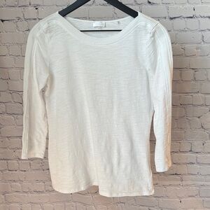 ecru White Long Sleeve Boatneck Knit Top